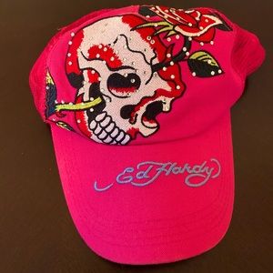 ED HARDY Pink/White/Red SnapBack Trucker Hat